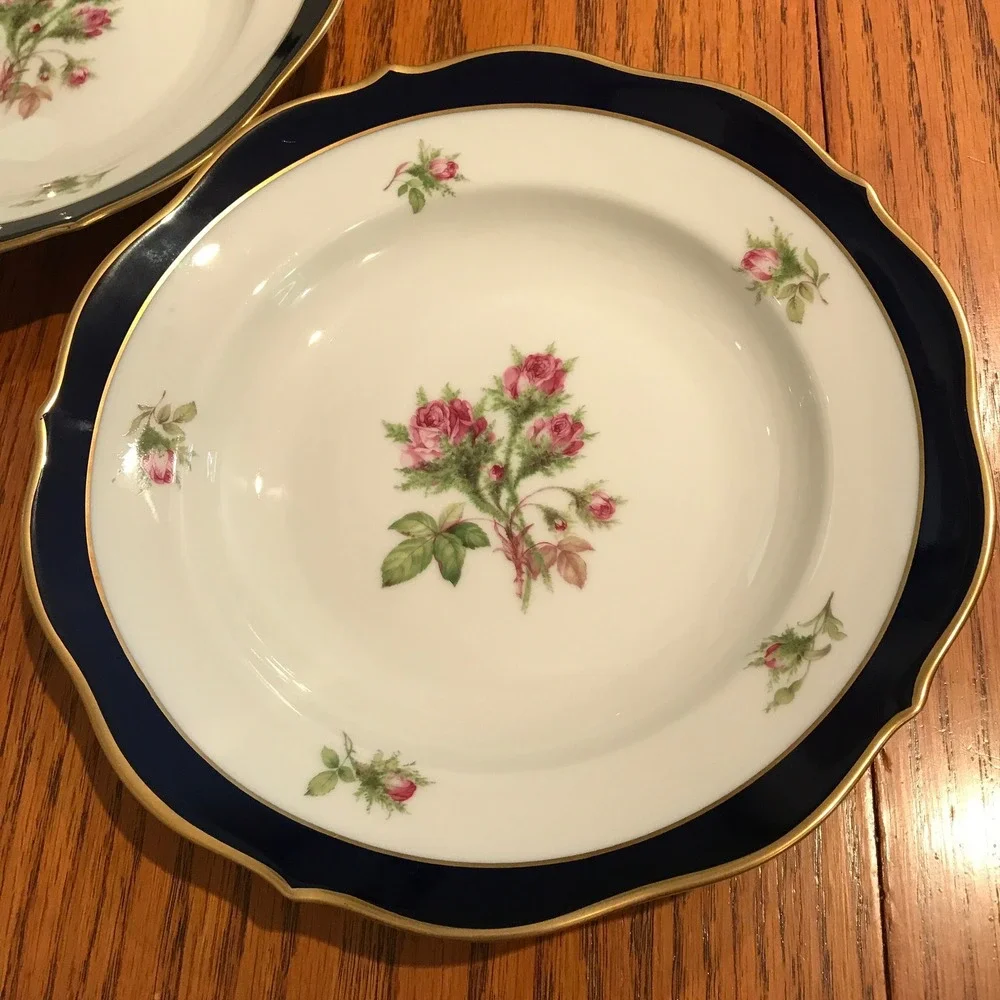 Rare‎ Vintage Lindner Kueps Bavaria Two Shallow Bowls22K Gold Trim Porcelain
